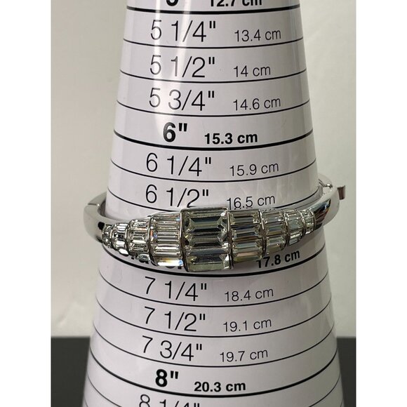 Gorgeous Signed Givenchy Rhinestone Hinged Cuff Bracelet - Picture 7 of 12